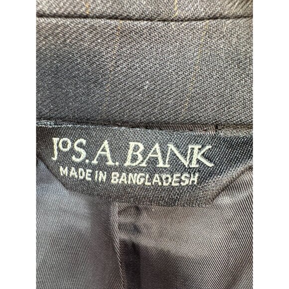 JoS. A. Bank Mens Wool Blazer Jacket 46R Gray Pinstriped Classic - Picture 2 of 13
